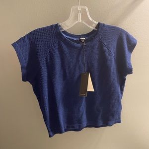 Monrow Blue Knitted Crop Top